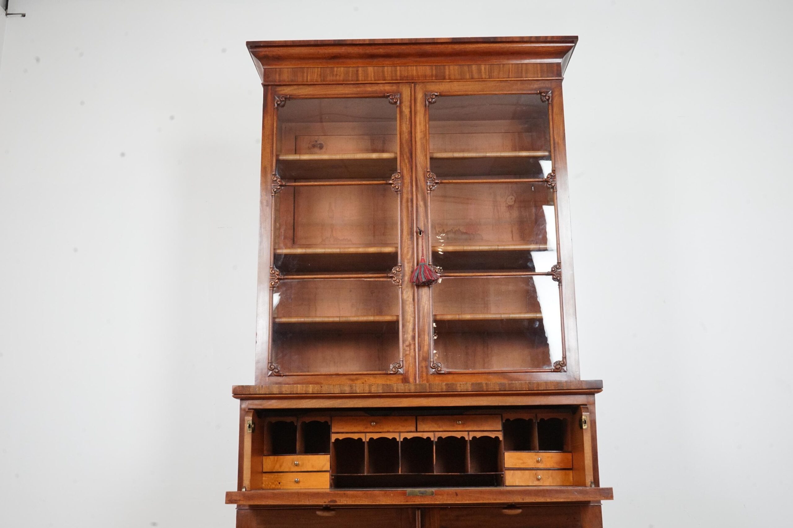 Antique Walnut Secretaire Bookcase, Display Cabinet - Scotland 1870 F-1662 - Image 15