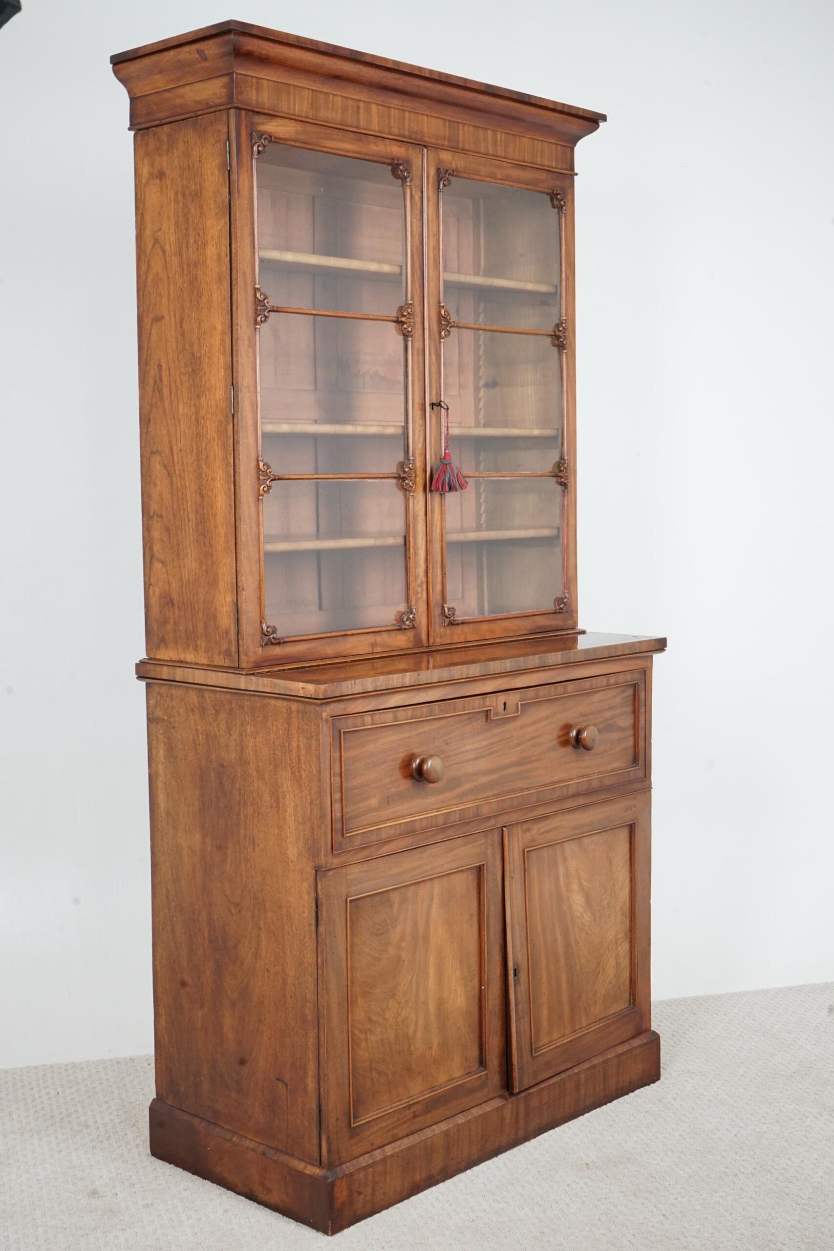 Antique Walnut Secretaire Bookcase, Display Cabinet - Scotland 1870 F-1662 - Image 17