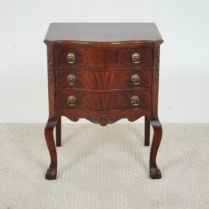 Vintage Carved "Gibbard" 3-drawer Walnut Nightstand, Bedside, Lamp Table- Canada1950 F-1666